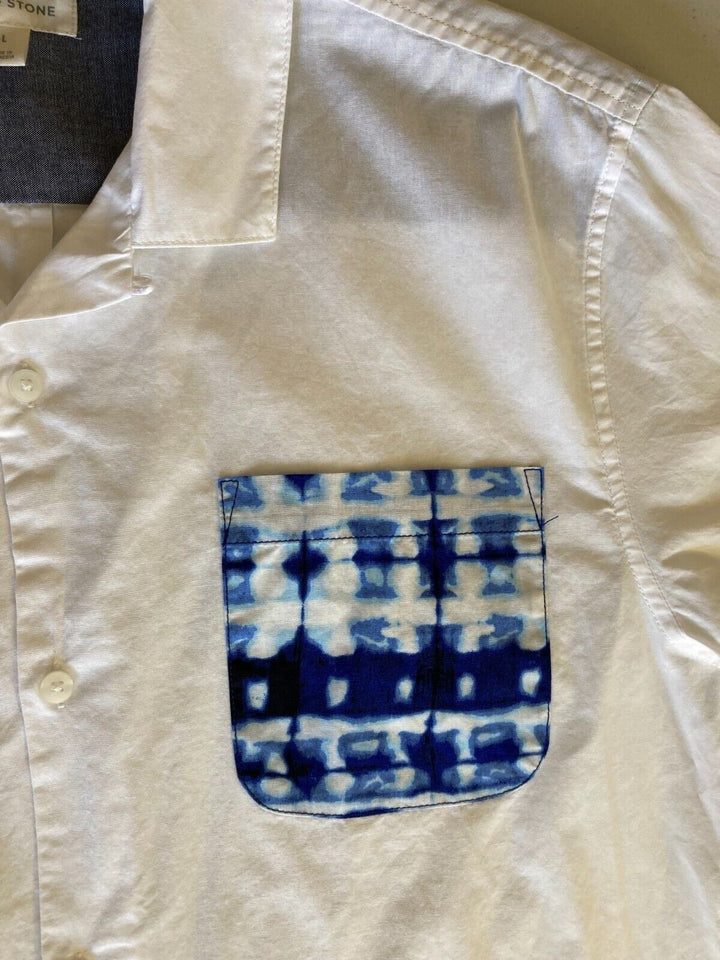 Translation missing: en.Sun + Stone Men's Mick Solid Pocket Shirt in White-Large