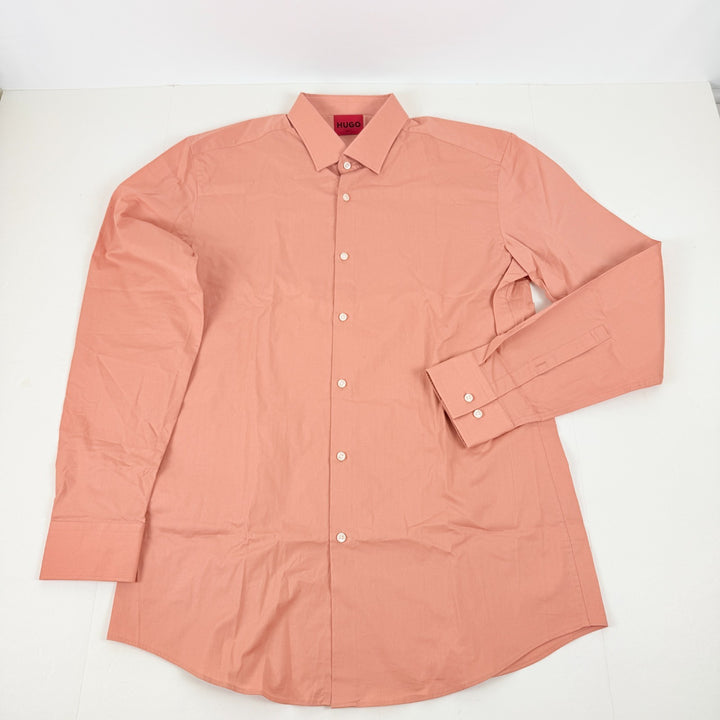 Translation missing: en.Hugo by Hugo Boss Dress Shirt Men's 16.5 34/35 Lt Pastel Red Kenno Slim-Fit