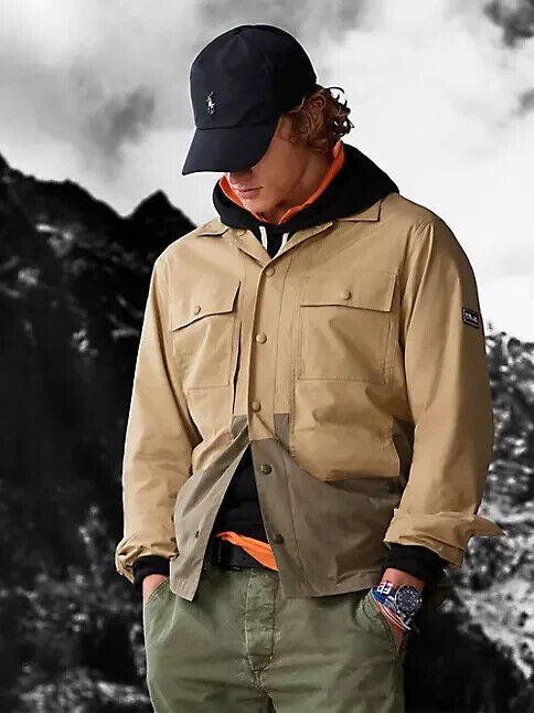 Translation missing: en.RLX Ralph Lauren RLX Cotton Stretch Ripstop Color Blocked Paneled Jacket Khaki-L