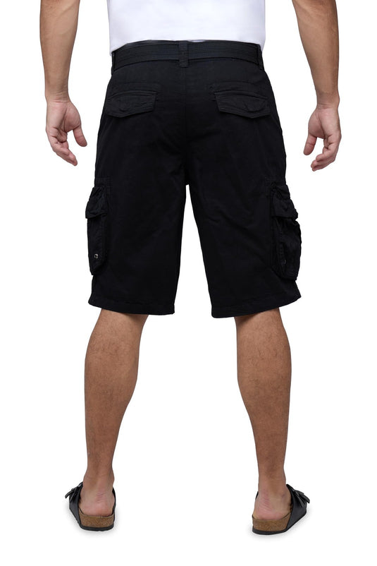 Translation missing: en.RAW X Men's Belted Classic Fit 12.5" Cotton Cargo Shorts Black-Size 38W