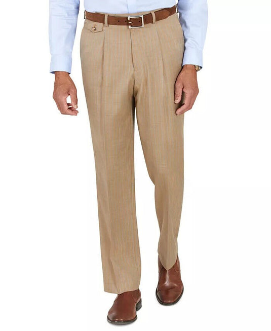 Translation missing: en.Tayion Collection Men's Classic-Fit Taupe Teal Stripe Suit Separates Pants-30/30
