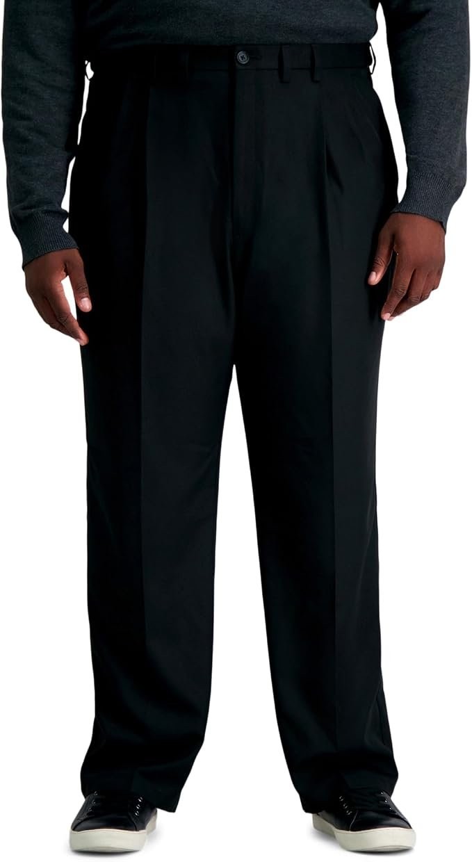 Translation missing: en.Haggar Men's Cool 18Pro Reg-Fit Expand Waist Pleated Dress Pants Black-42/29