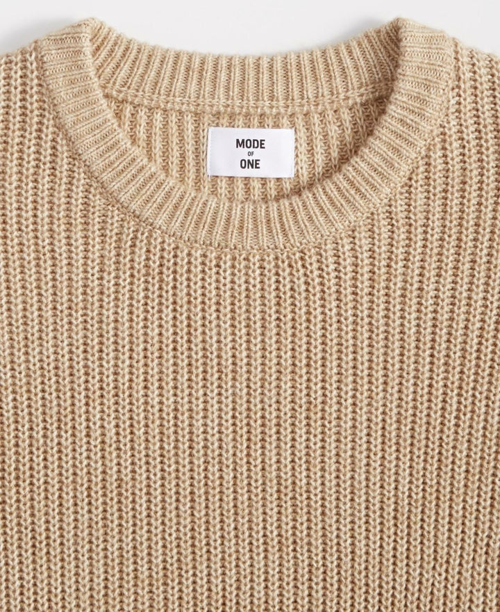 Translation missing: en.Mode of One Men's Long-Sleeve Relaxed Crewneck Sweater Tan-XL