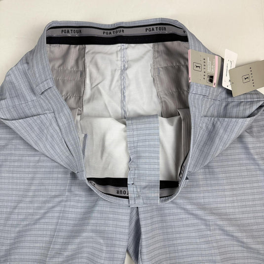 Translation missing: en.PGA TOUR Mens Regular fit Golf Shorts 40 Tradewinds Blue Grey Plaid 8in Inseam