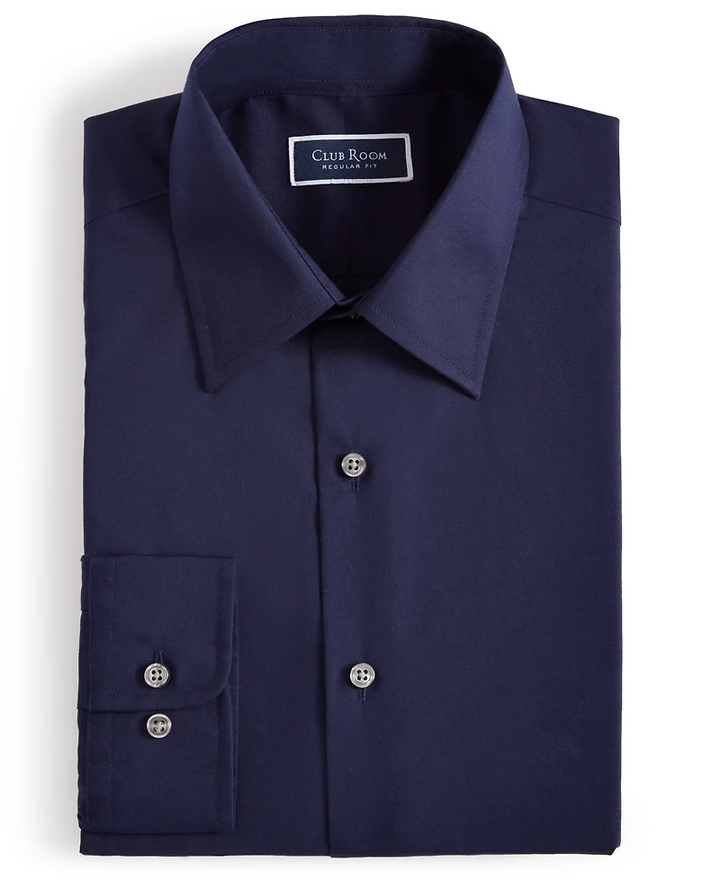 Translation missing: en.Club Room Men's Regular-Fit Dress Shirt Cotton Blend Blue Notte L16-16.5 34/35