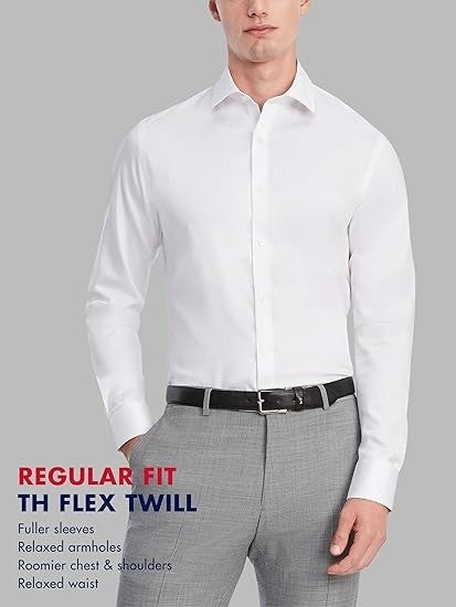 Translation missing: en.Tommy Hilfiger Dress Shirt Mens 15.5 32/33 White Multi Regular Fit Stretch Twill