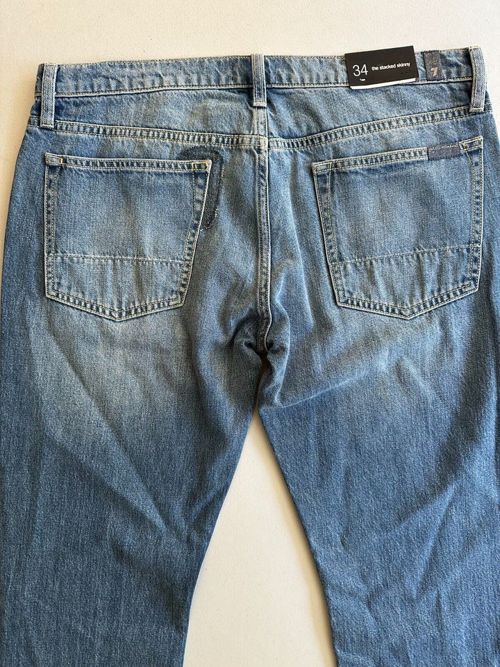 Translation missing: en.7 for All Mankind the Stacked Skinny Jeans in Saturday Afternoon Blue-34/34
