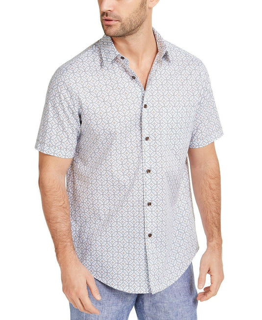 Translation missing: en.Tasso Elba Men's Ninavee Stretch Tile-Print Shirt White Combo Size Small