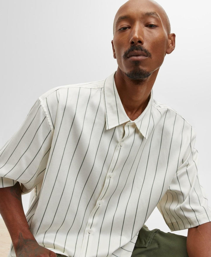 Translation missing: en.Mode of One Mens Relaxed-Fit Striped  Woven Button Shirt Neo Natural-XL
