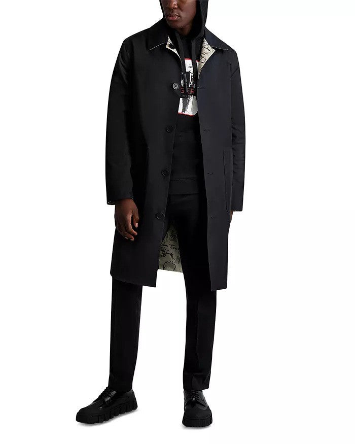 Translation missing: en.Karl Lagerfeld Mens Limited Edition Slim Fit Reversible Trench Coat Black-Medium