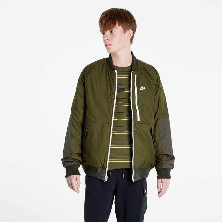 Translation missing: en.Nike Therma-FIT Legacy Reversible Water Repellent Bomber Jacket in Rough Green-M