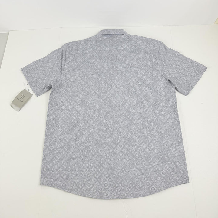 Translation missing: en.PGA Tour Men's Medallion-Print Button-Up Golf Shirt - Tradewinds Gray-Medium