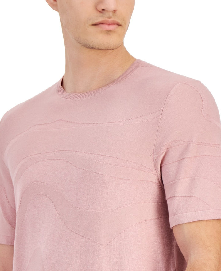 Translation missing: en.Alfani Men's Tonal Wave Jacquard T-Shirt Rayon/Nylon Pottery Clay-Small