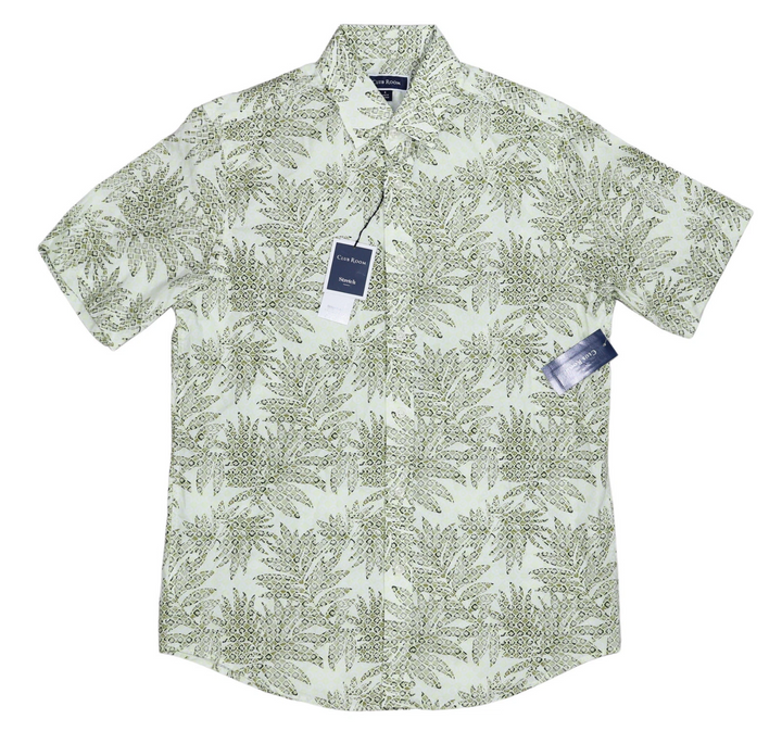 Translation missing: en.Club Room Men's Cotton Elevated Leaf Medallion Shirt Cactus Green-2XL
