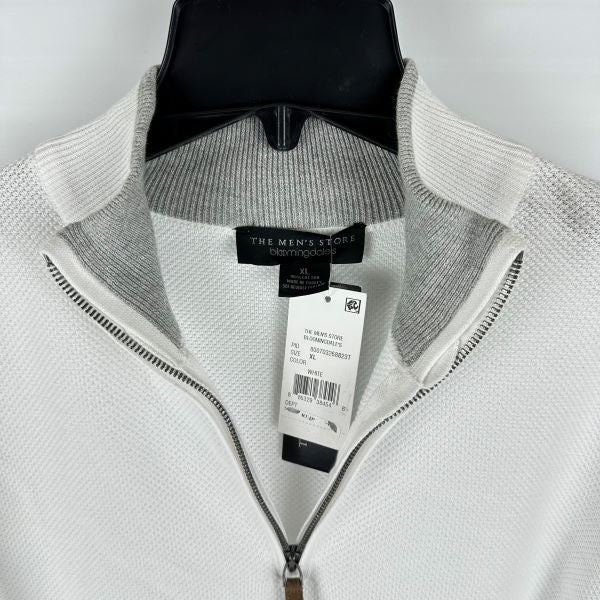 Translation missing: en.The Men's Store Cotton Birdseye Regular Fit Half Zip Mock Neck Sweater White-XL