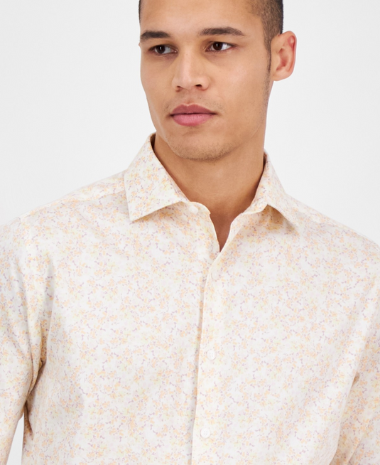 Translation missing: en.Bar III Dress Shirt 15-15.5 34/35 Peach Mult Men's Slim Fit Boboli Floral Print