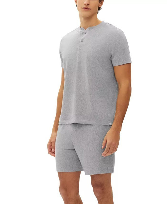 Translation missing: en.Gap Men's 2-Pc. Heathered Henley Shirt &amp; Shorts Pajama Set Heather Gray-Large