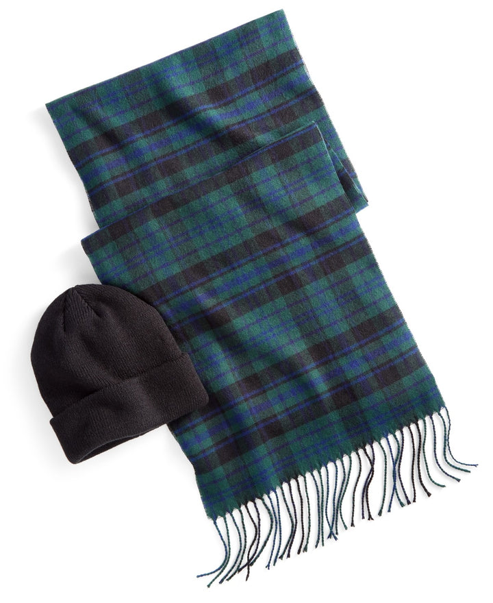 Translation missing: en.Club Room Men's Beanie &amp; Scarf Set in Blue Green-One Size