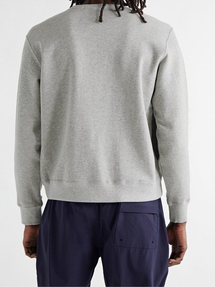 Translation missing: en.Aloye Men's All Cotton Colorblock Graphic Crew Sweatshirt Heather Gray-2XL