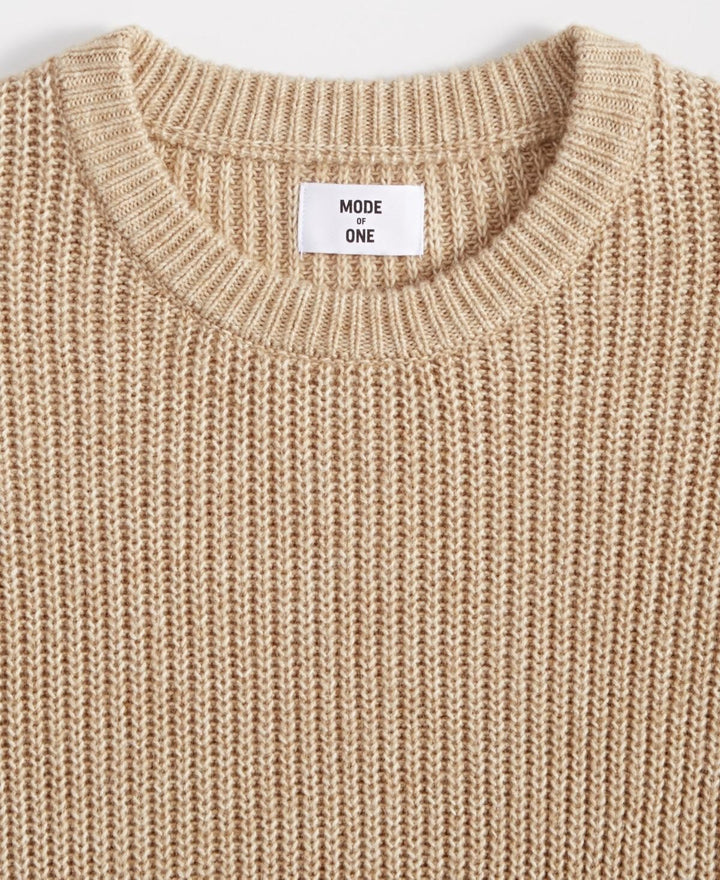 Translation missing: en.Mode of One Men's Long-Sleeve Relaxed Crewneck Sweater Tan-Small