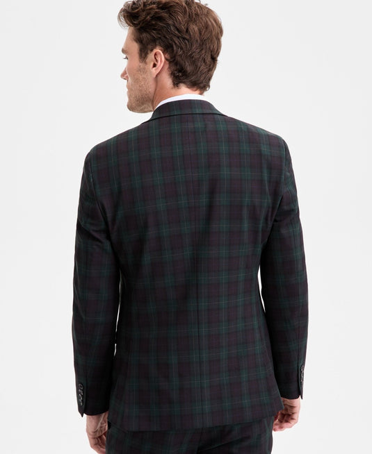 Translation missing: en.Bar III Men's Slim-Fit Wool-Blend Suit Separate Jacket Plaid Green Burgundy-42L