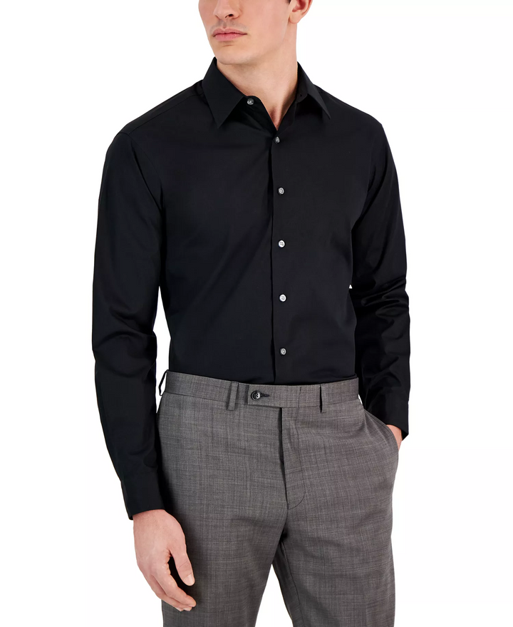 Translation missing: en.Club Room Men's Regular-Fit Dress Shirt Cotton Blend Deep Black L 16-16.5 34/35