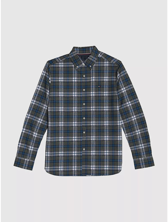 Translation missing: en.Tommy Hilfiger Regular-Fit Brushed Plaid Shirt - Putting Green / Multi-Small