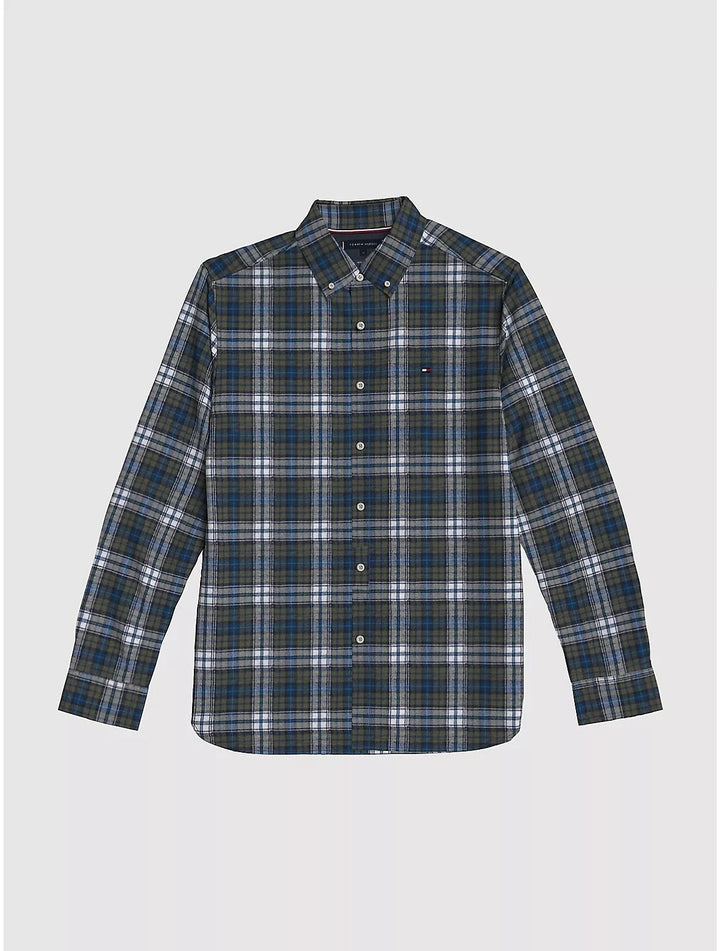 Translation missing: en.Tommy Hilfiger Regular-Fit Brushed Plaid Shirt - Putting Green / Multi-Small