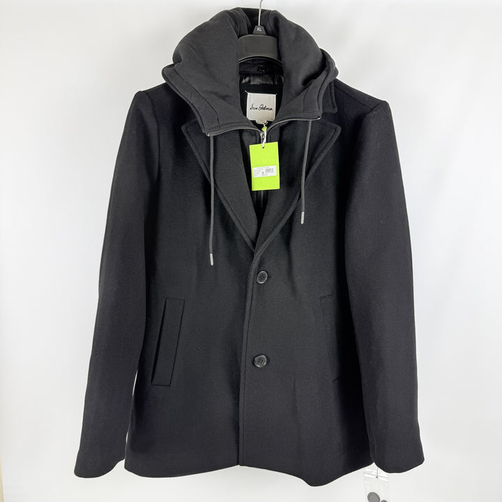 Translation missing: en.Sam Edelman Men's Hooded Wool Blend Coat With Bib - Black-Size XL