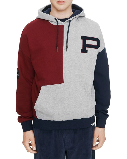 Translation missing: en.Eleven Paris Men's Cotton Color Blocked Embroidered Hoodie Rhubarb Block-XL
