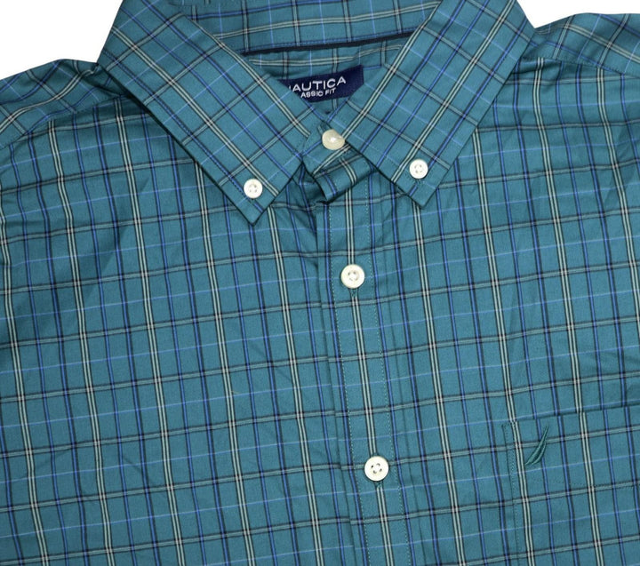 Translation missing: en.Nautica Mens Wear To Work Wrinkle-Resistant Plaid Shirt Deep Atlantic-2XL