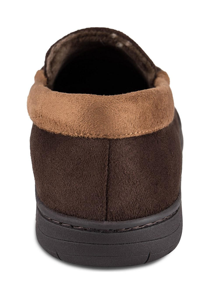 Translation missing: en.Haggar Mens Microsuede Venetian Slipper Plaid Fleece Lining Brown-XL 11-12