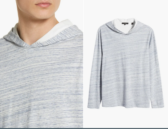 Translation missing: en.Vince Men's Space Dye Cotton Hoodie in Hydra multi-XL