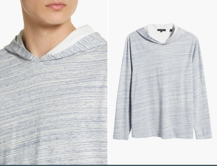 Translation missing: en.Vince Men's Space Dye Cotton Hoodie in Hydra multi-XL
