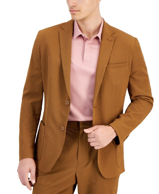 Translation missing: en.Alfani Sport Coat Mens Small 32-34 Timber Brown Classic-Fit Textured Seersucker