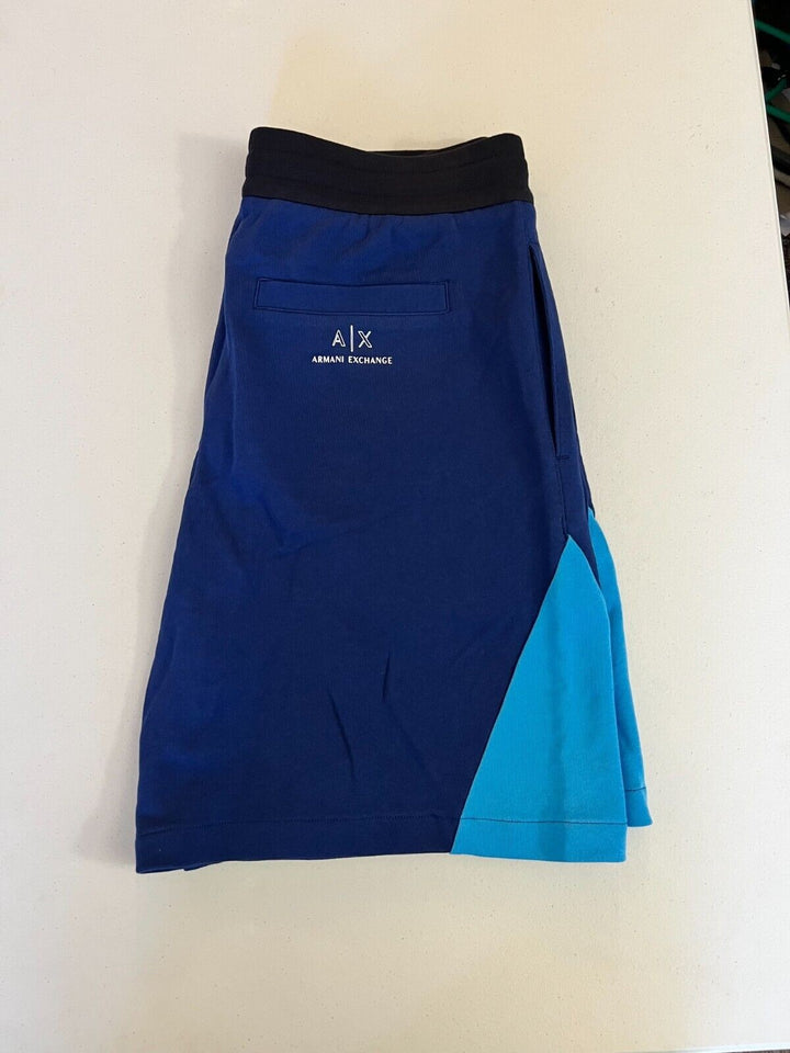Translation missing: en.AX Armani Exchange Men's Pieced Colorblocked Shorts in Navy Blue-Size Small