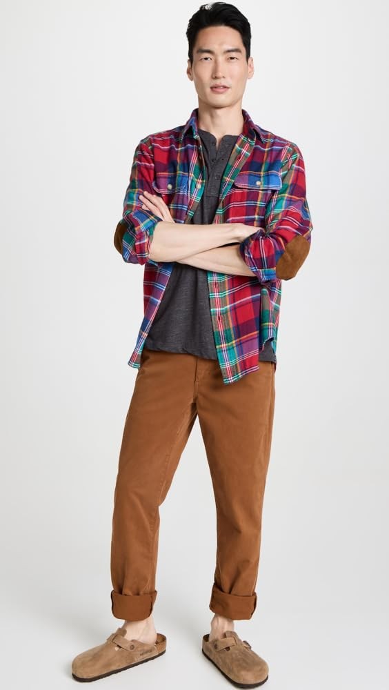 Translation missing: en.Polo Ralph Lauren Men's Reg-Fit Bedford Suede-Patch Twill Workshirt Multi-Medium