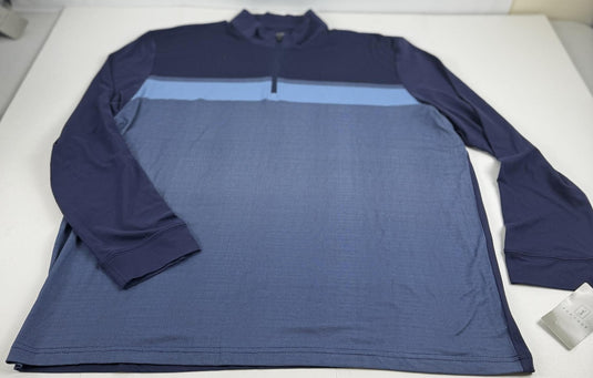 Translation missing: en.PGA Tour Chest Stripe Ombre Long Sleeve Quarter-Zip Golf Sweater Blue Size 2XL