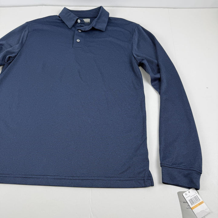 Translation missing: en.PGA Tour Long Sleeve Feeder Stripe Golf Polo Shirt DK Peacoat Htr-Small