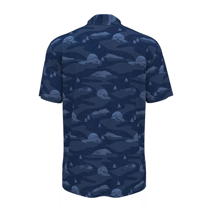 Translation missing: en.PGA Tour Men's Allover Scenic Print Short Sleeve Golf Polo Shirt Insignia Blue-M