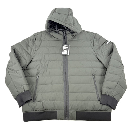 Translation missing: en.DKNY Men s Water Resistant Performance Zip Front Hooded Jacket Dark Green-2XL