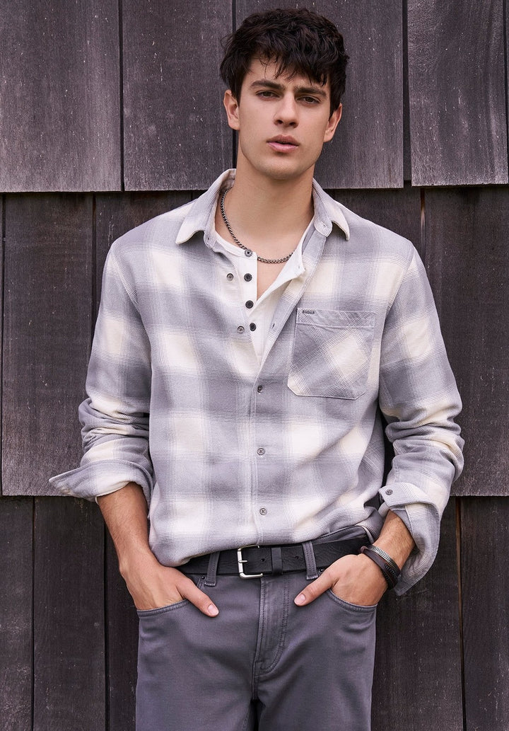 Translation missing: en.Buffalo David Men's Sinclair Plaid Flannel Button-Front Shirt Ultimate Gray-XL