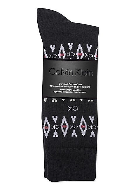 Translation missing: en.Calvin Klein Men's Fair Isle/Mixed Crew Dress Socks, 4-Pk. Black-7-12