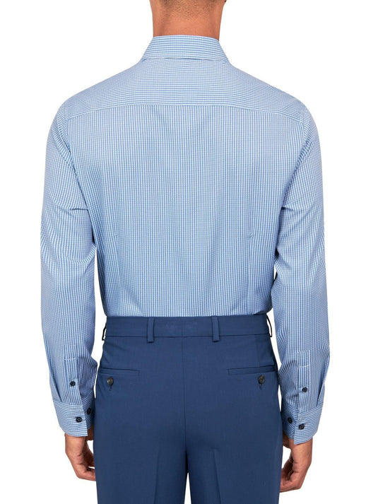 Translation missing: en.Con.Struct Mens Slim Fit Gingham Performance Stretch Dress Shirt Blue-18-18.5 35