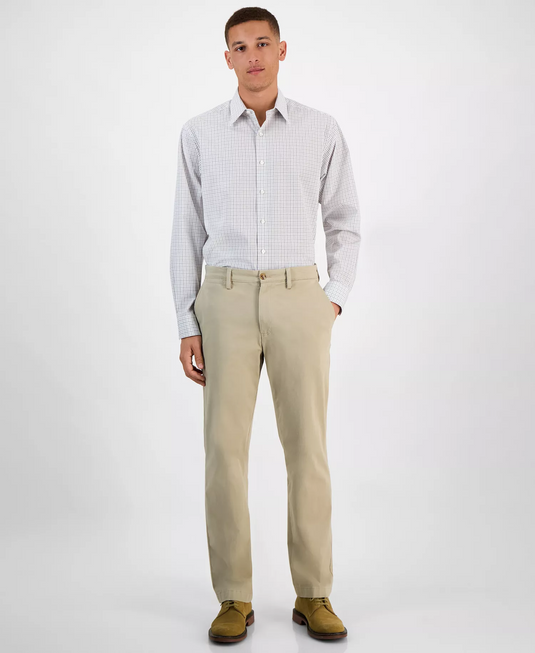 Translation missing: en.Club Room Men's Regular-Fit Micro Check Dress Shirt White Black-16-16.5 34/35