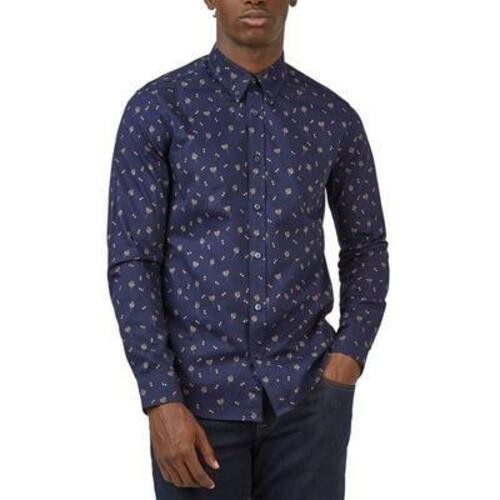 Translation missing: en.Ben Sherman Men's Regular-Fit Scattered Floral Shirt - Marine-Large