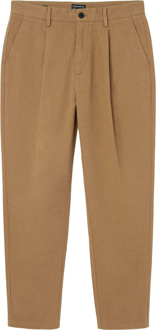 Translation missing: en.Frank and Oak Mens Jamie Relaxed-Tapered Fit Cropped Pleated Pants DK Yellow-36