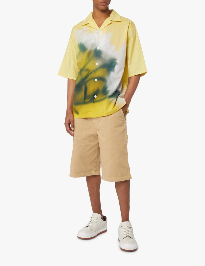 Translation missing: en.Kenzo Men's Cotton Floral Print Regular Fit Button Down Camp Shirt Lemon-Small