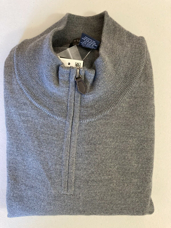 Translation missing: en.The Men's Store Designer Quarter-Zip Merino Wool Sweater in Med Grey-2XL