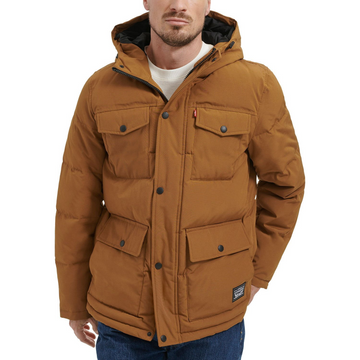 Translation missing: en.Levi's Men's Quilted Four Pocket Parka Hoody Jacket - Worker Brown-2XL